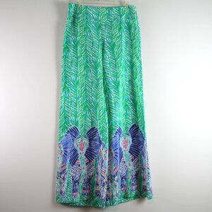 Lilly Pulitzer Lolani Silk Toucan Green Costa Verde Engineered Palazzo Pants 4